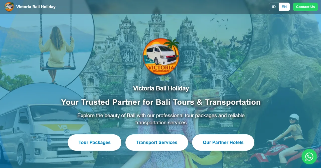Screenshot website Victoria Bali Holiday